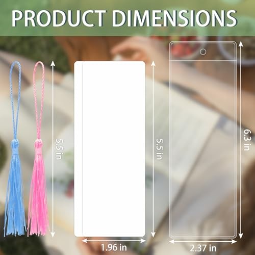 Blank Bookmarks Making Kit, 50 Pcs Paper Bookmark, 50 Colorful Tassels, 50 Pcs