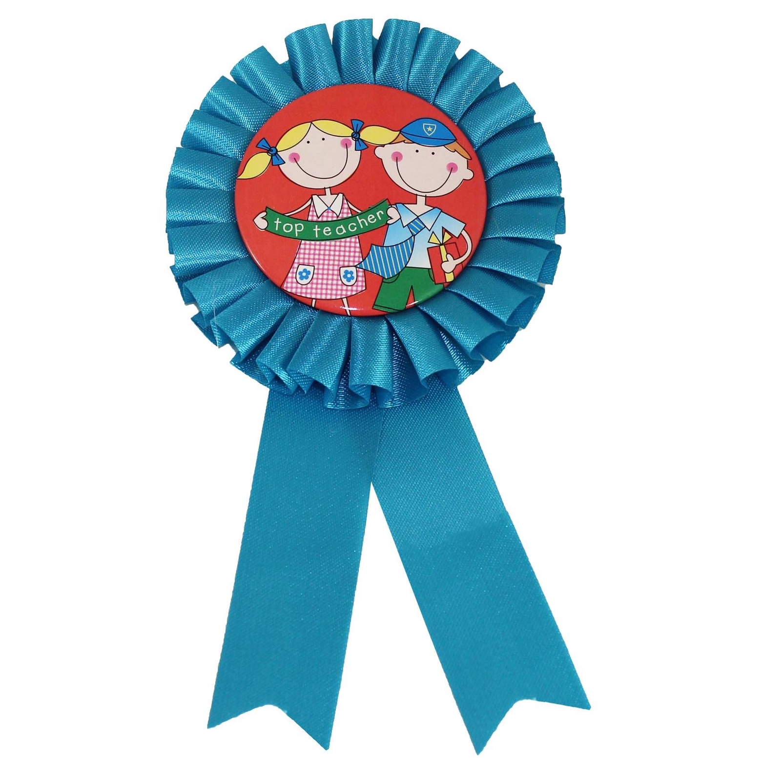 Top Teacher Rosette Badge Blue School Leaver End of Term Thank You Gift