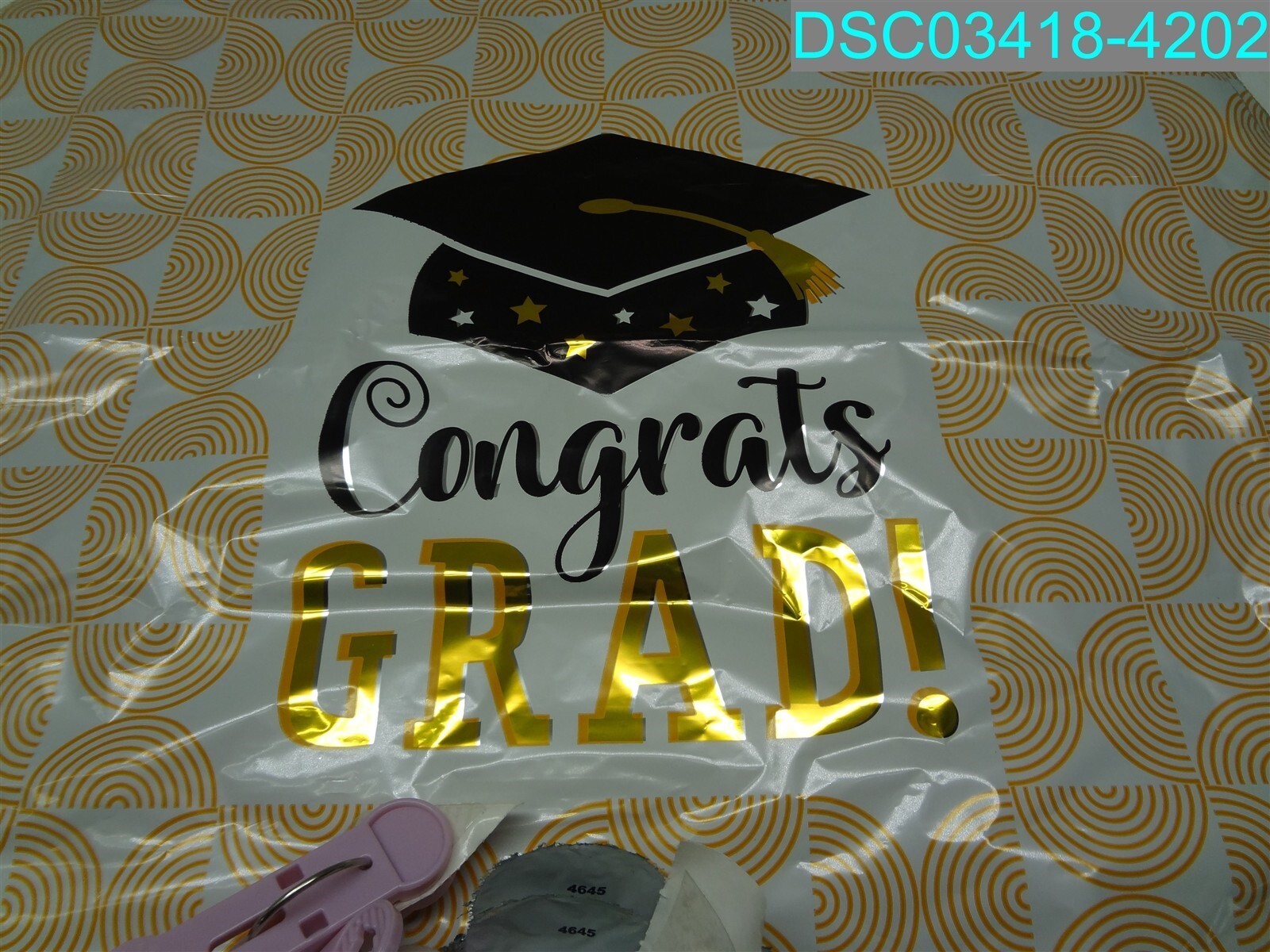QTY=4: 44214 Congrats Grad Ribbed Lines 17″ Balloon 026635442145