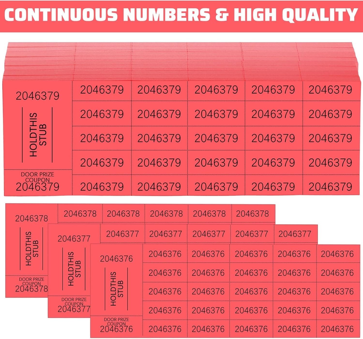 Durable 504 Sheet Red Raffle Ticket Set – 25 Bids for Auctions & Church Events