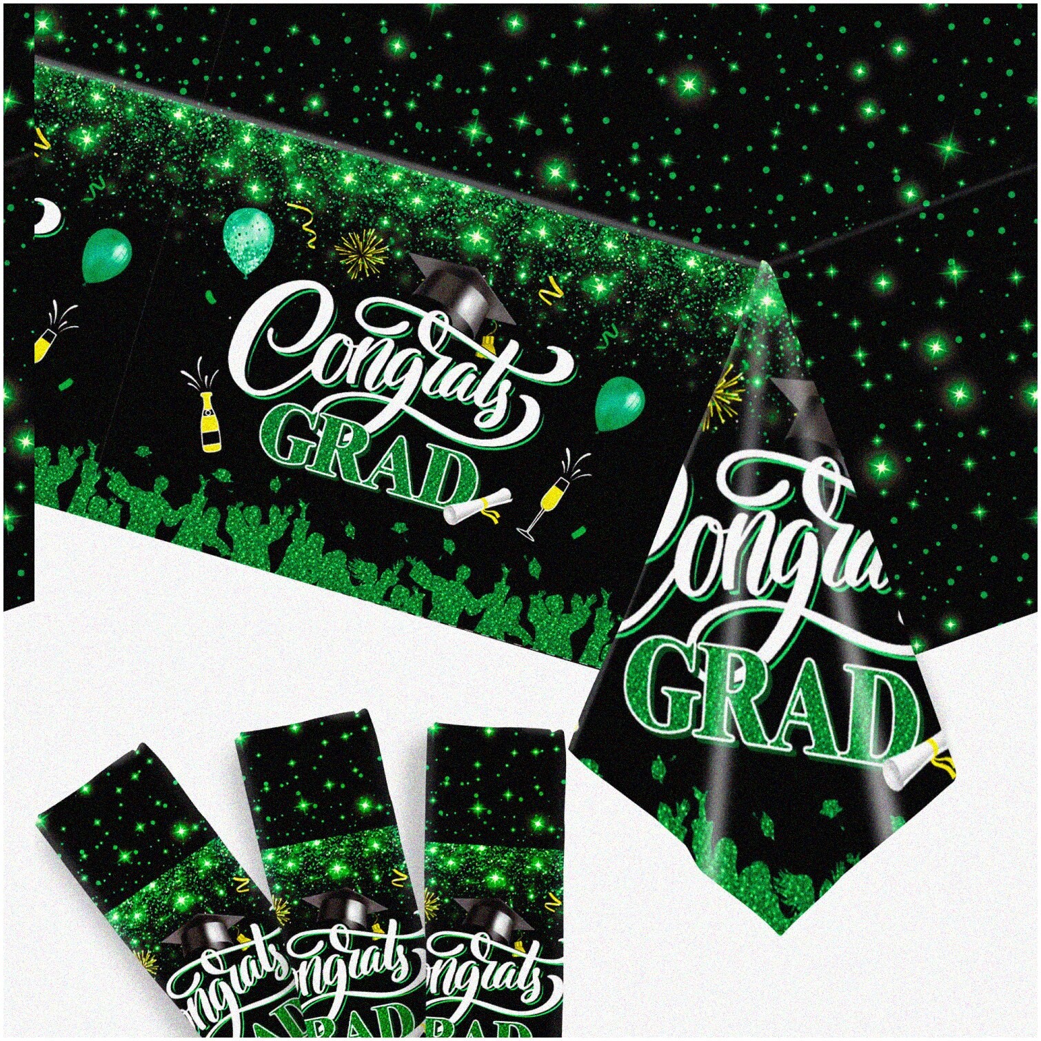 Vibrant Green Graduation Table Cover 108×54 Inches Pack of 3