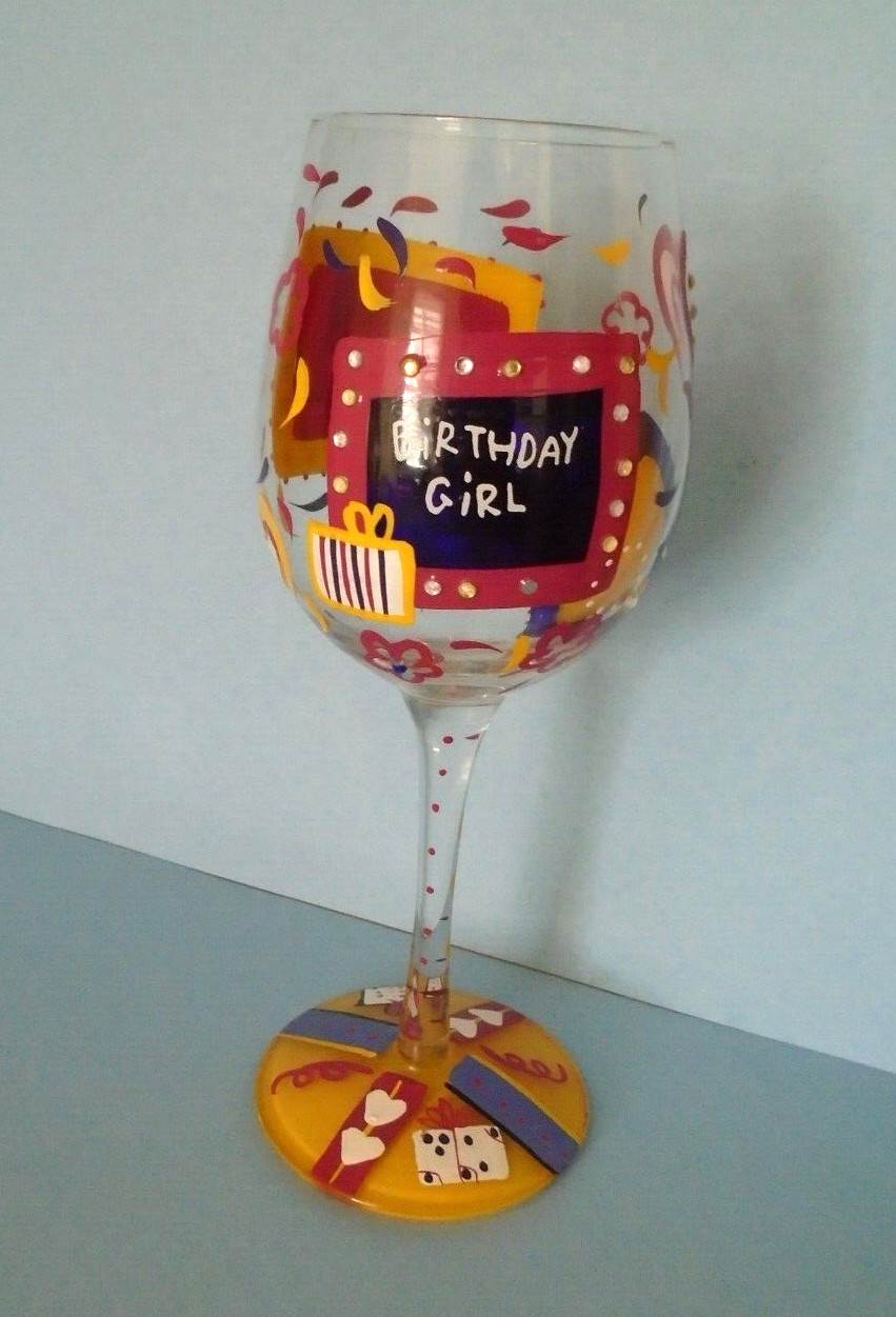 Birthday Girl Wine Glass Birthday Party Gift Lolita Brand Hand-Painted