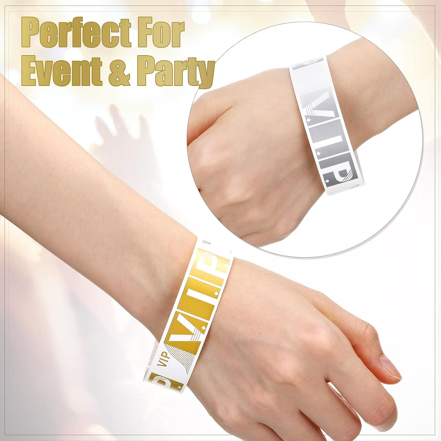 400 Pcs VIP Wristbands for Events Waterproof Party Armbands Gold and Silver Pape