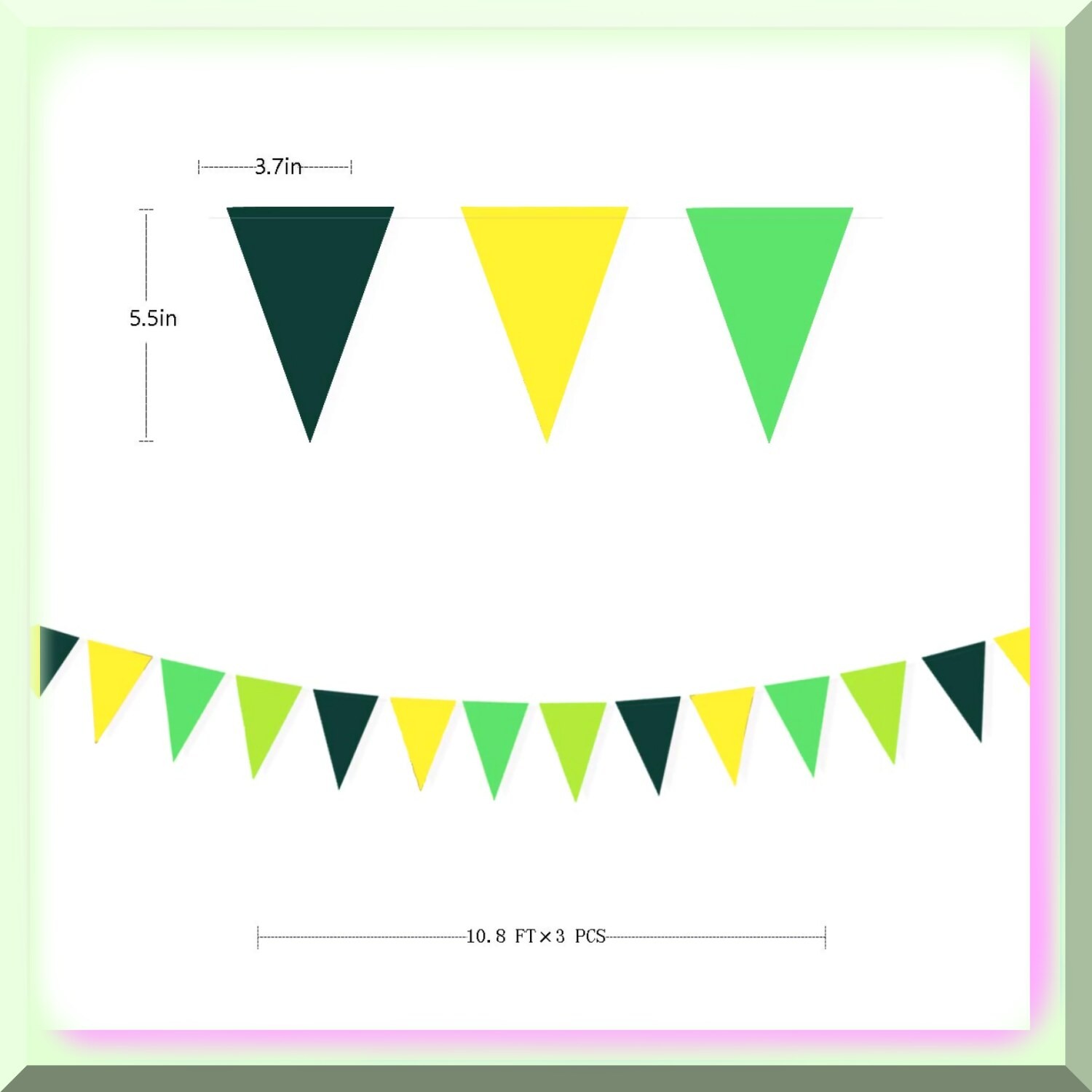 Vibrant Green and Yellow Triangle Banner Set