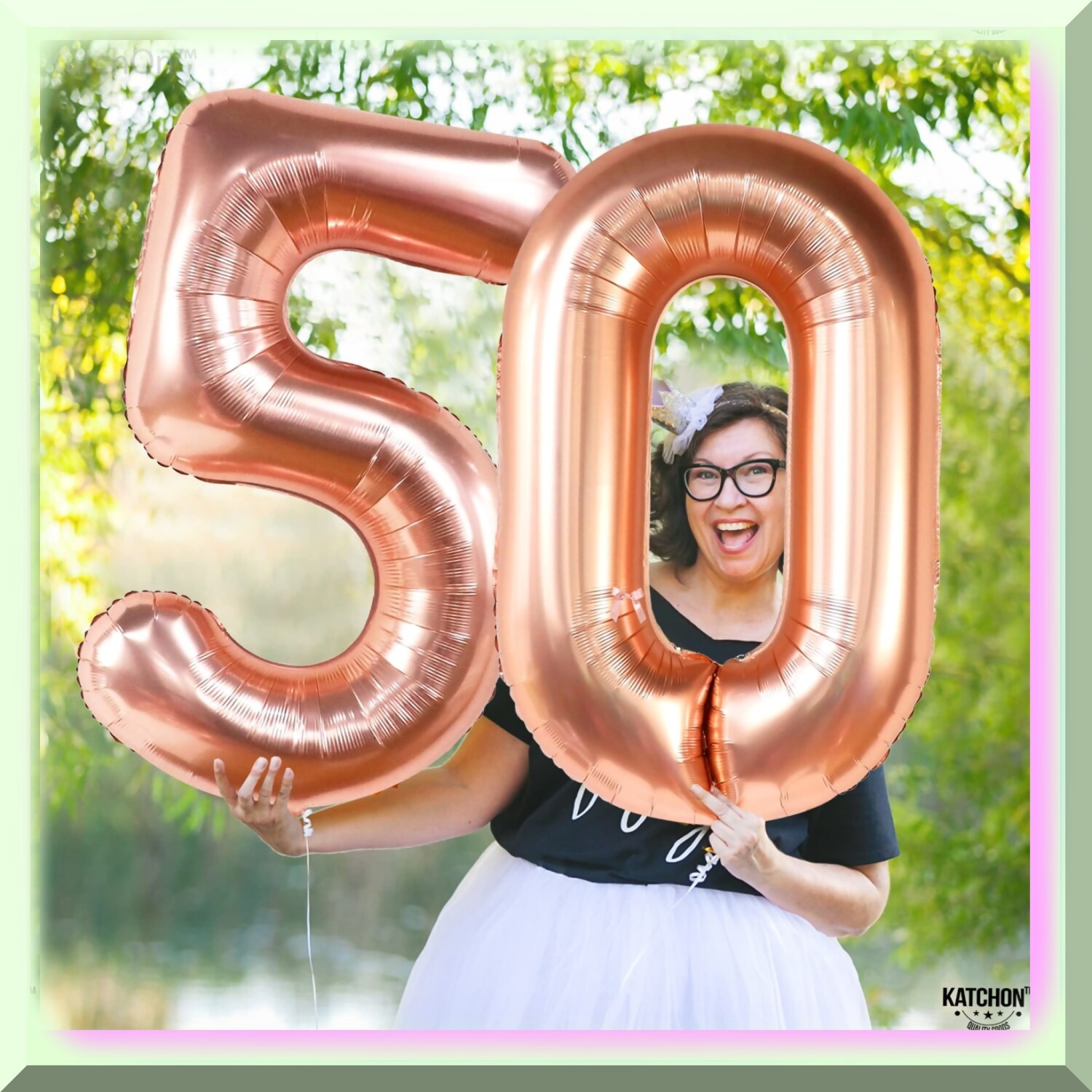 Rose Gold 50th Celebration Kit with Jumbo Number Balloon