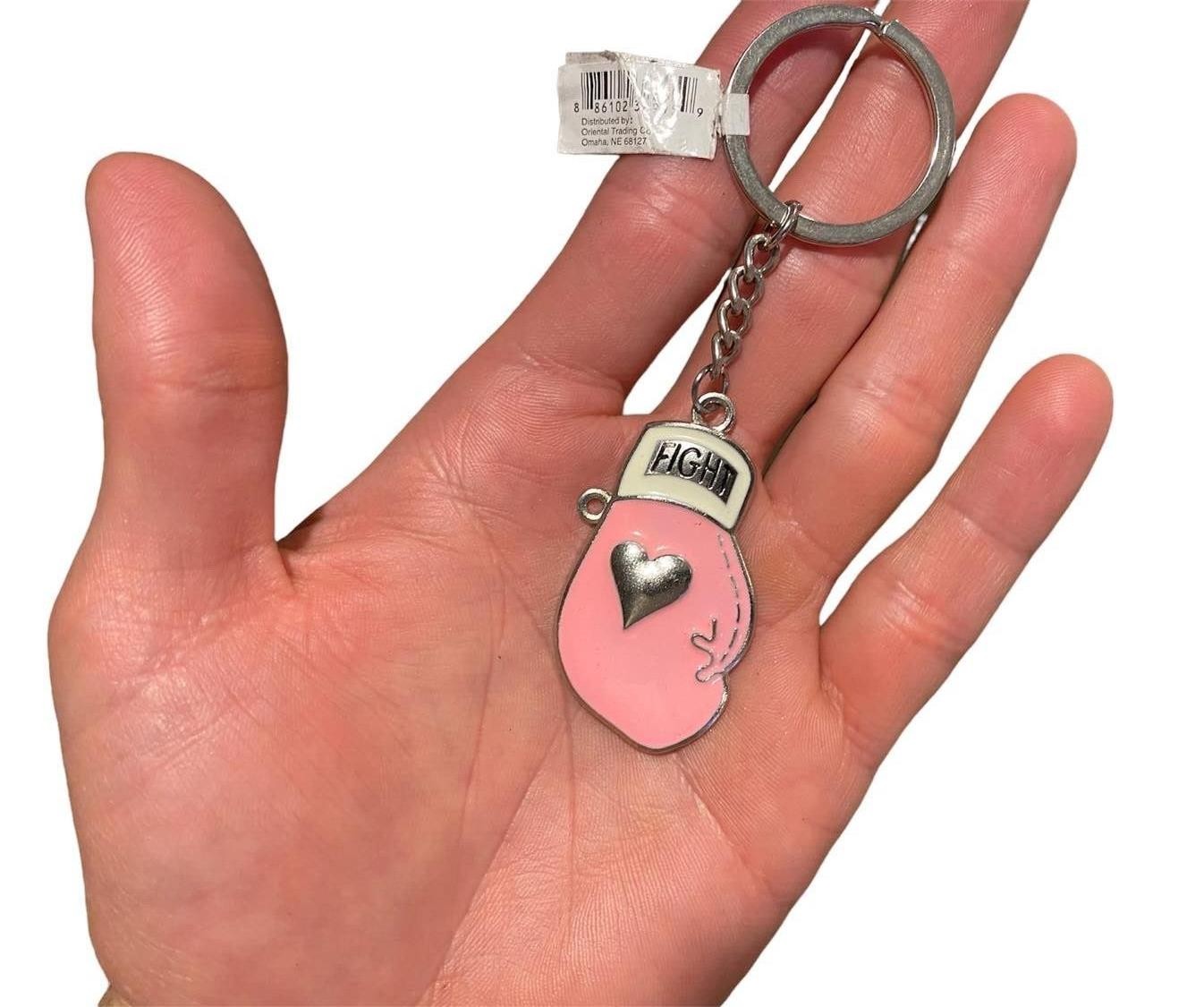 5 FIGHT Pink Boxing Glove Breast Cancer Awareness Key chains