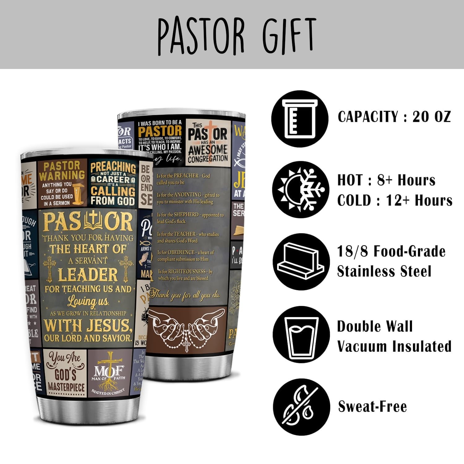 20 Oz Tumbler for Men, Ministry Appreciation, Retirement, Youth Pastor Birthd…
