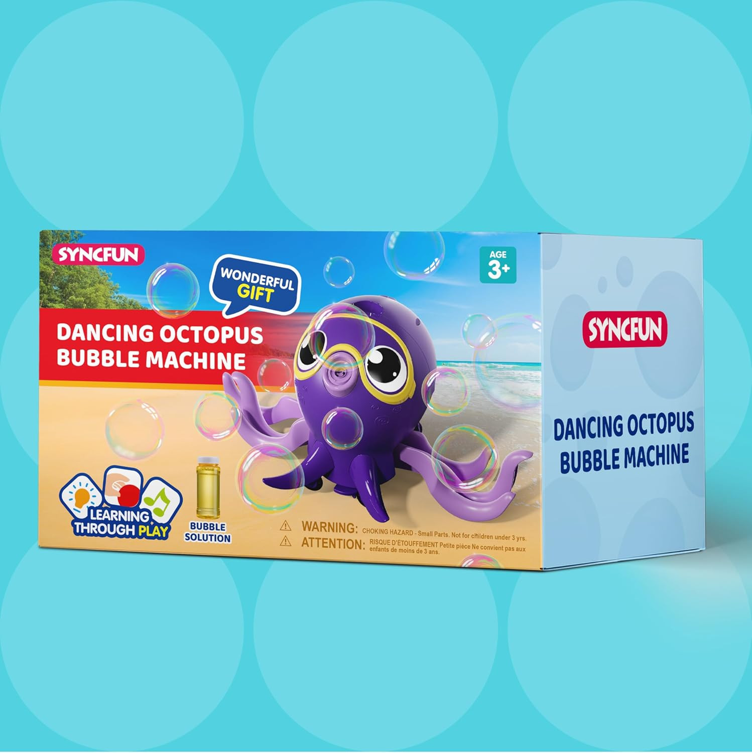 Dancing Octopus Bubble Machine 360° Auto-Avoid Toy with Solution for Kids Party!