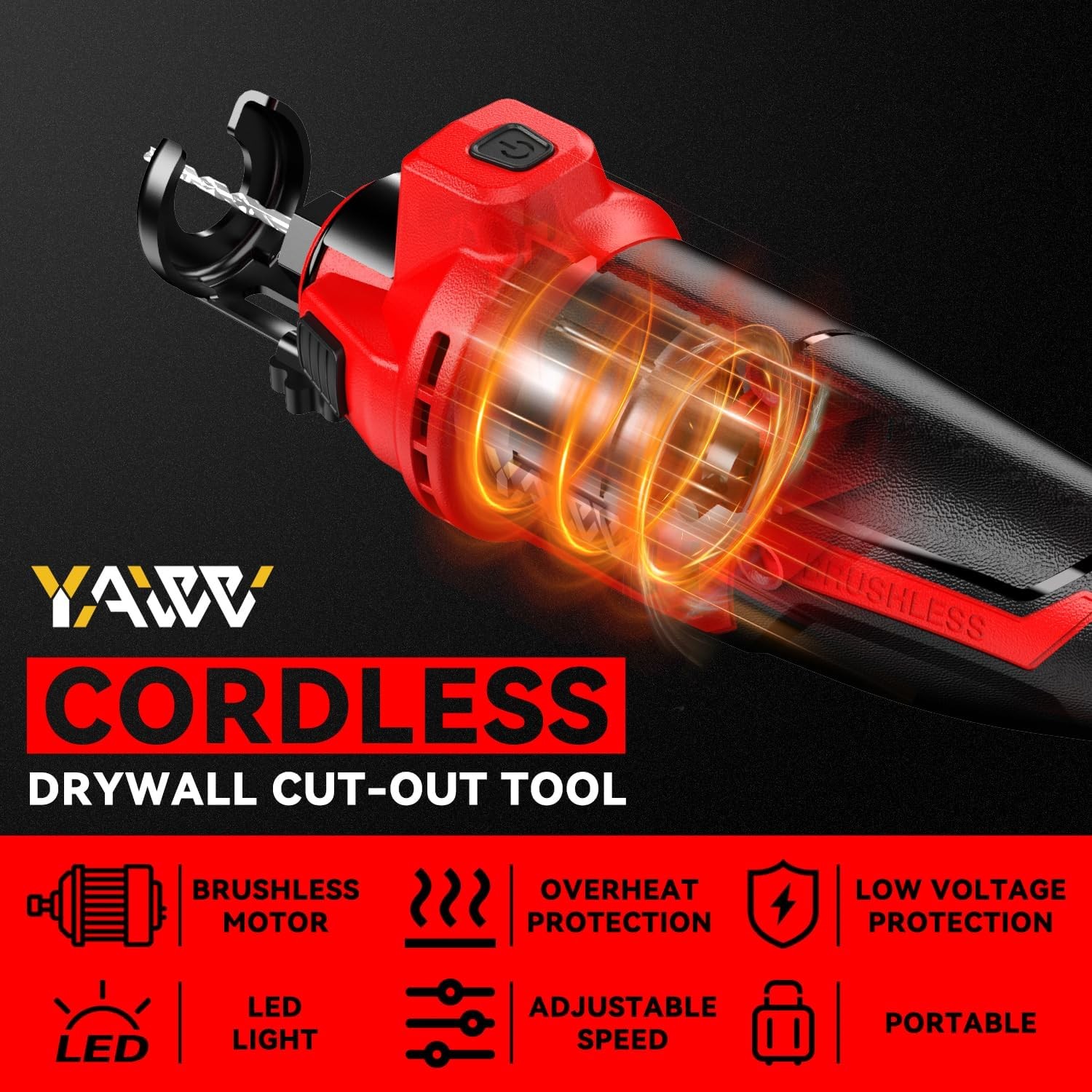 Cordless Drywall Cut-Out Tool for Milwaukee M18 Battery, 3 Speed Adjustable Brus