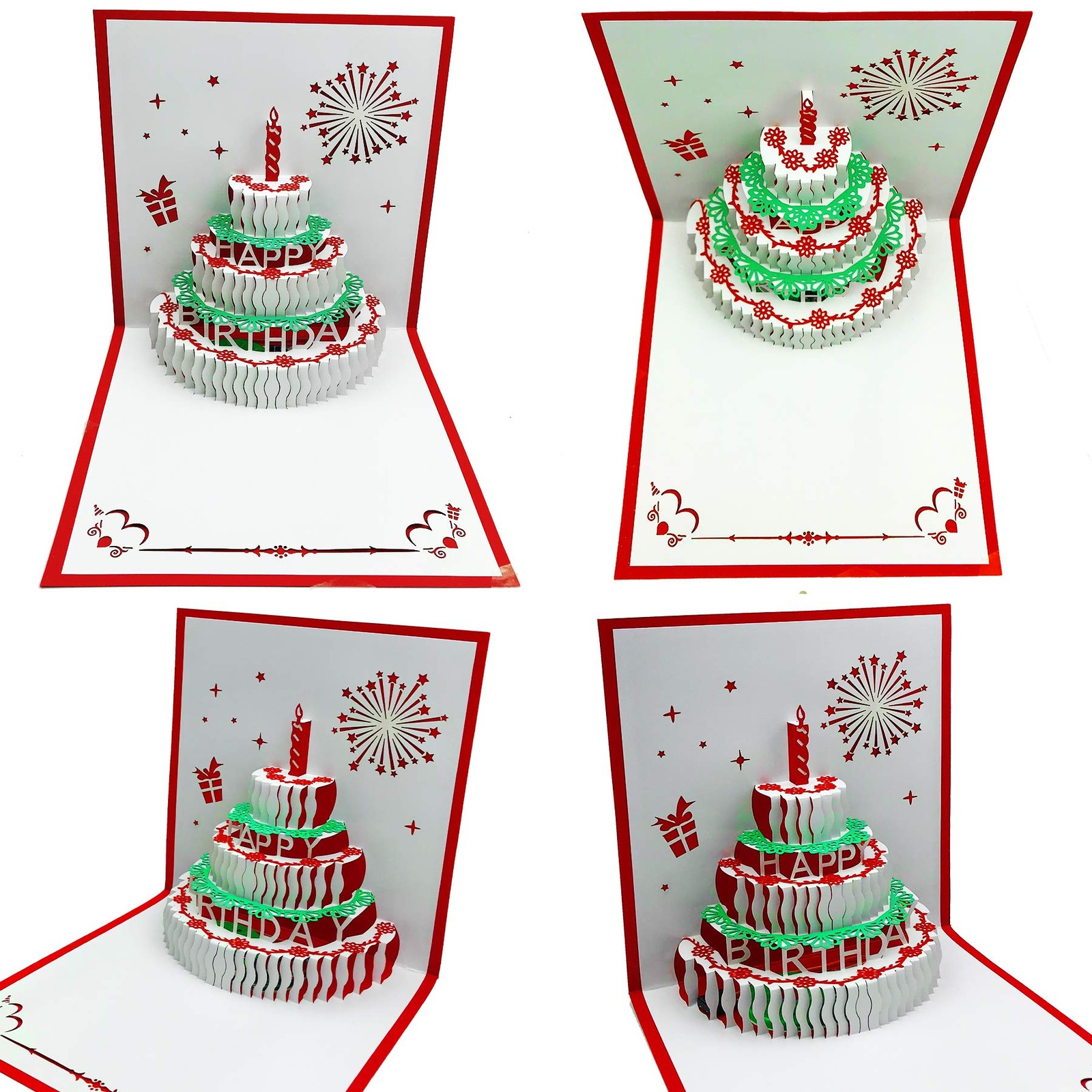 Akeydeco 3D Pop Up Birthday 5.9 inches by inches, red card Warm light