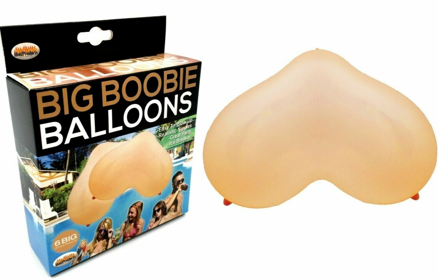 12 TOTAL Big Boobie Balloon 2PK – Fun Gag Gift Adult Novelty Party Decoration