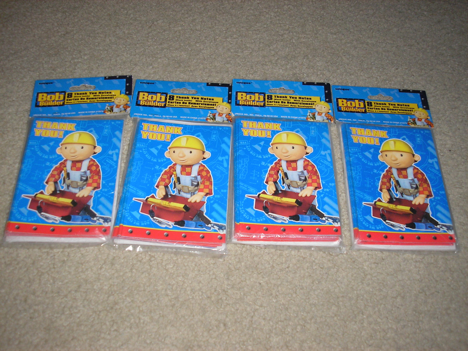New Lot of 4 Bob the Builder Thank You Cards 8 Pack w/ Envelopes