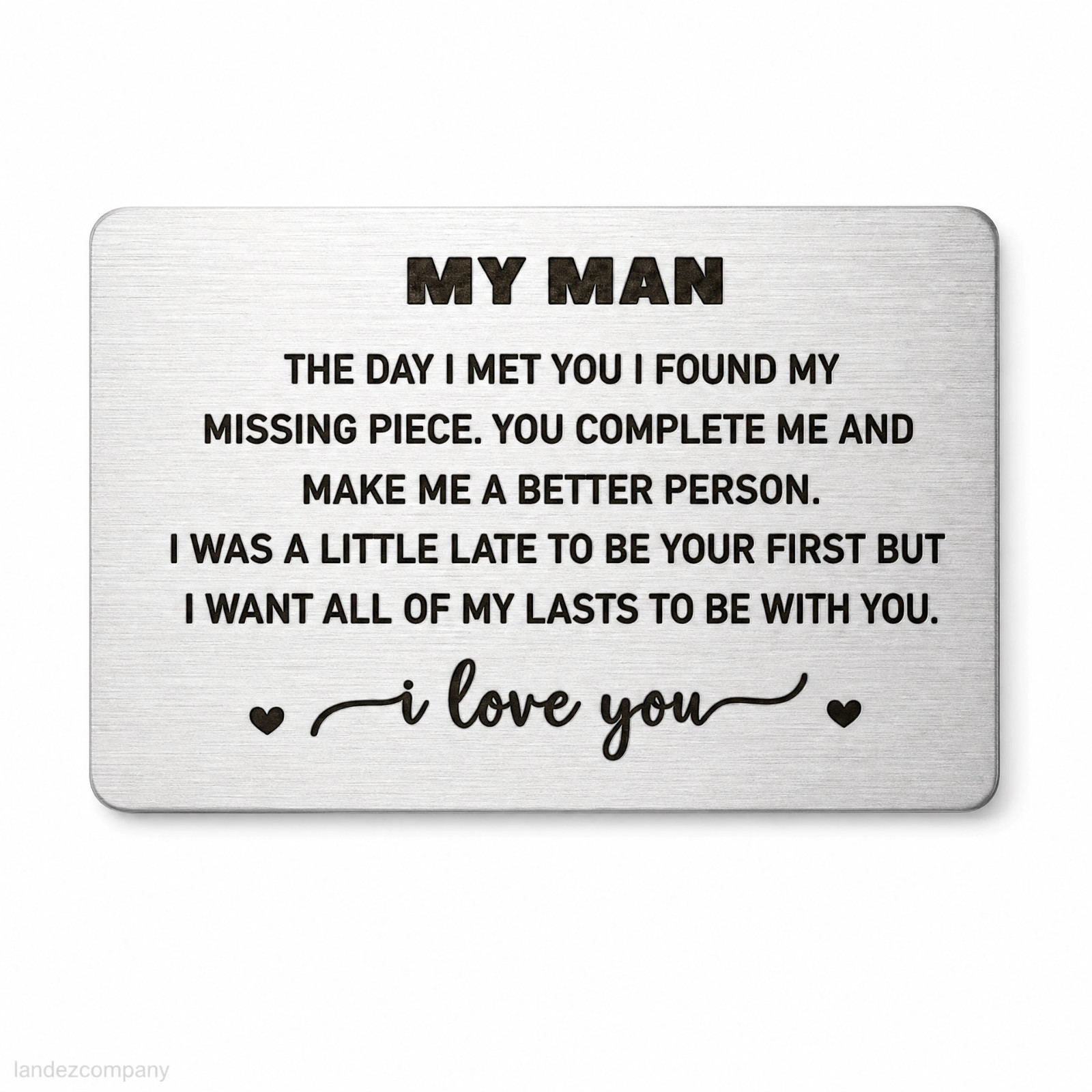 Metal Wallet Insert Card to My Man Gift Anniversary Card Gift for Him Birthday