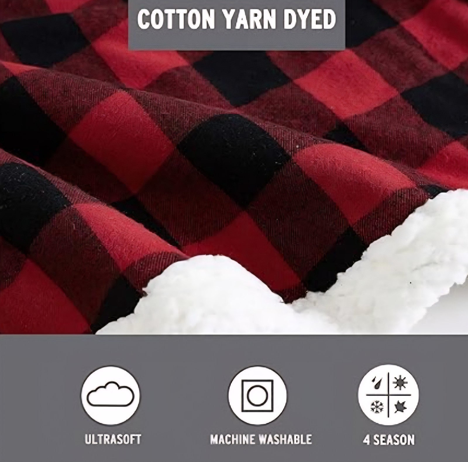 Eddie Bauer~Cabin Plaid Red Sherpa 50×60″ Ultra Soft Reversible Throw Blanket