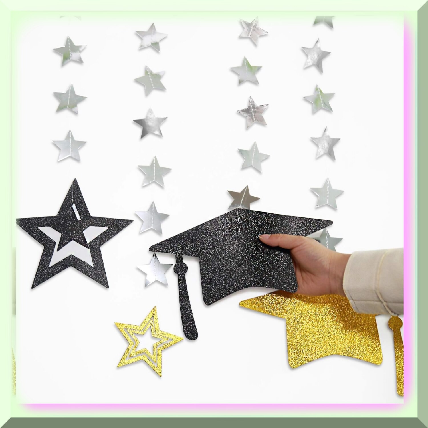 Starry Night Graduation Party Decorations Banner and Garland Set