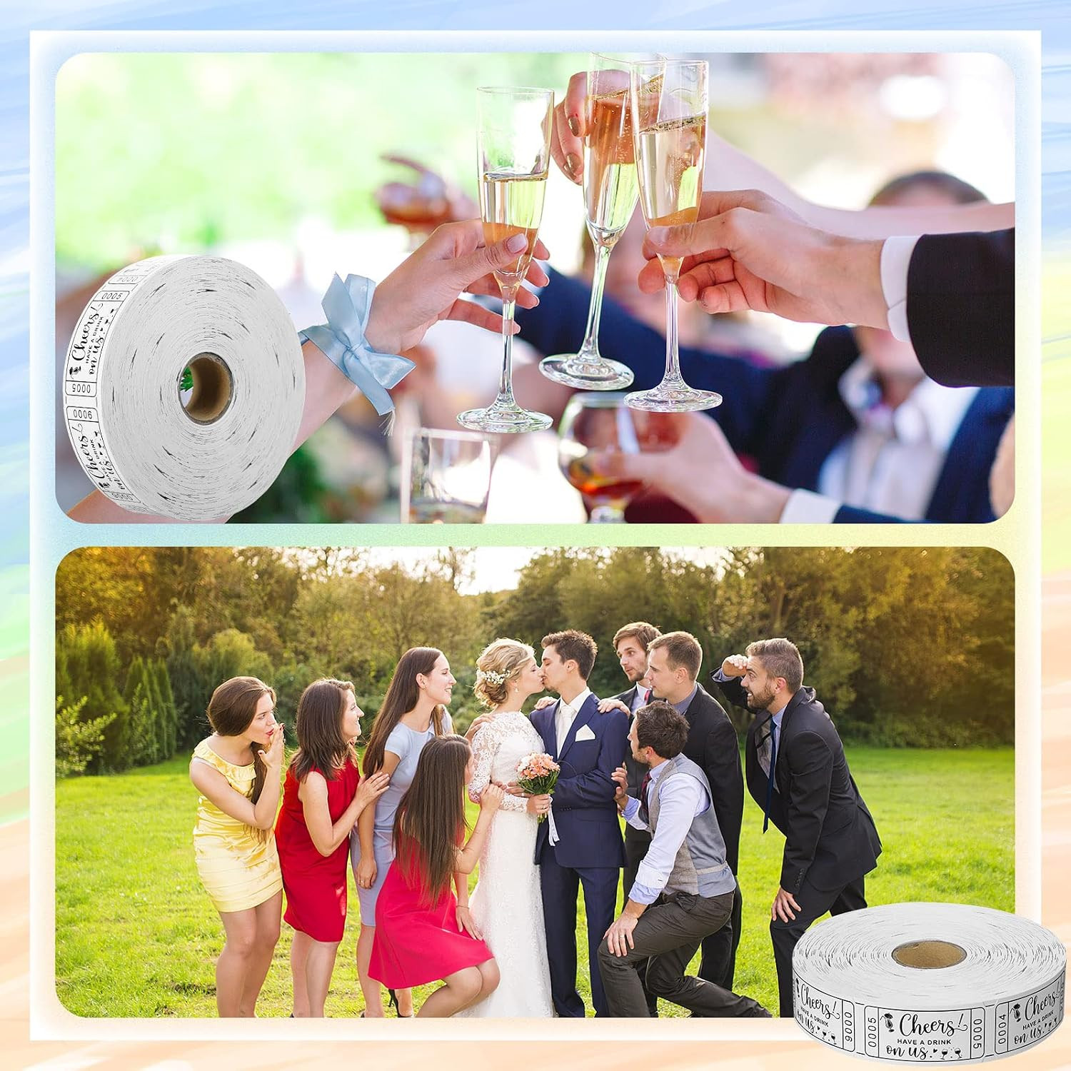 1000 Pcs Drink Raffle Tickets 2″ x 1″ White Drink Tickets Single Roll for Wed…