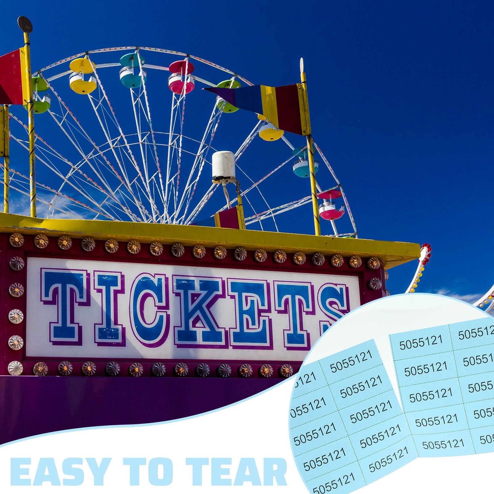 Light Blue 25 Bid Raffle Ticket Different Number Chinese Auction 504 Sheets