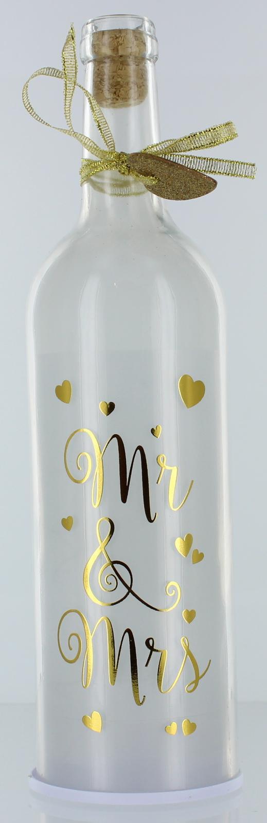 LED Light Up Firefly White & Gold Wedding Bottles Gift Choice of 3 Designs