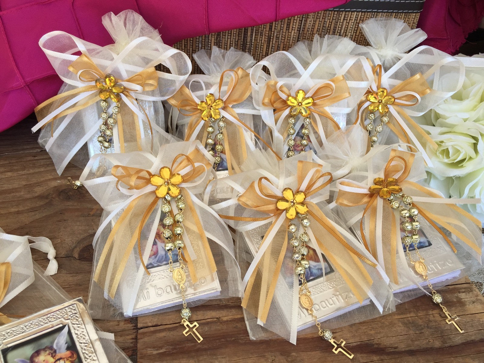 20 IvoryColor Baptism Favors/ Recuerditos Bautizo/Christening Favor/ Mini Rosary