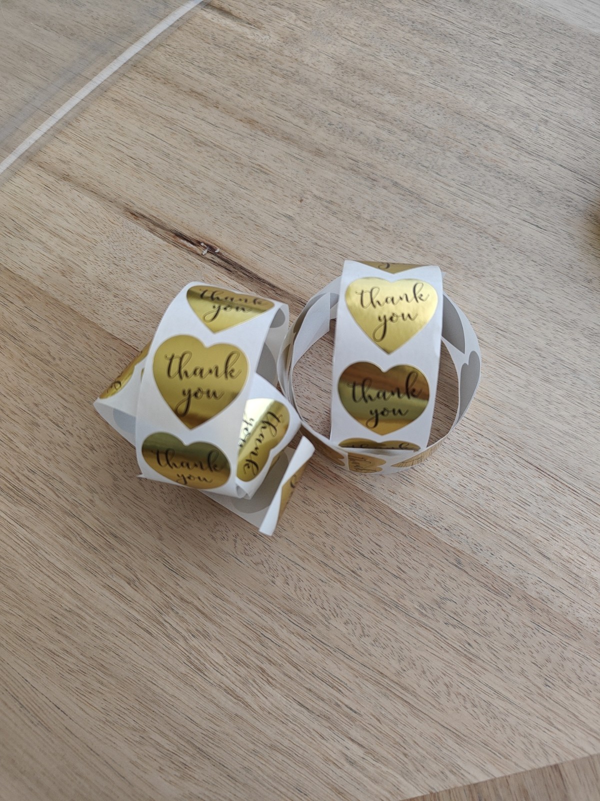 100 Pcs heart shape gold thank you labels wedding Party Favor Small Business