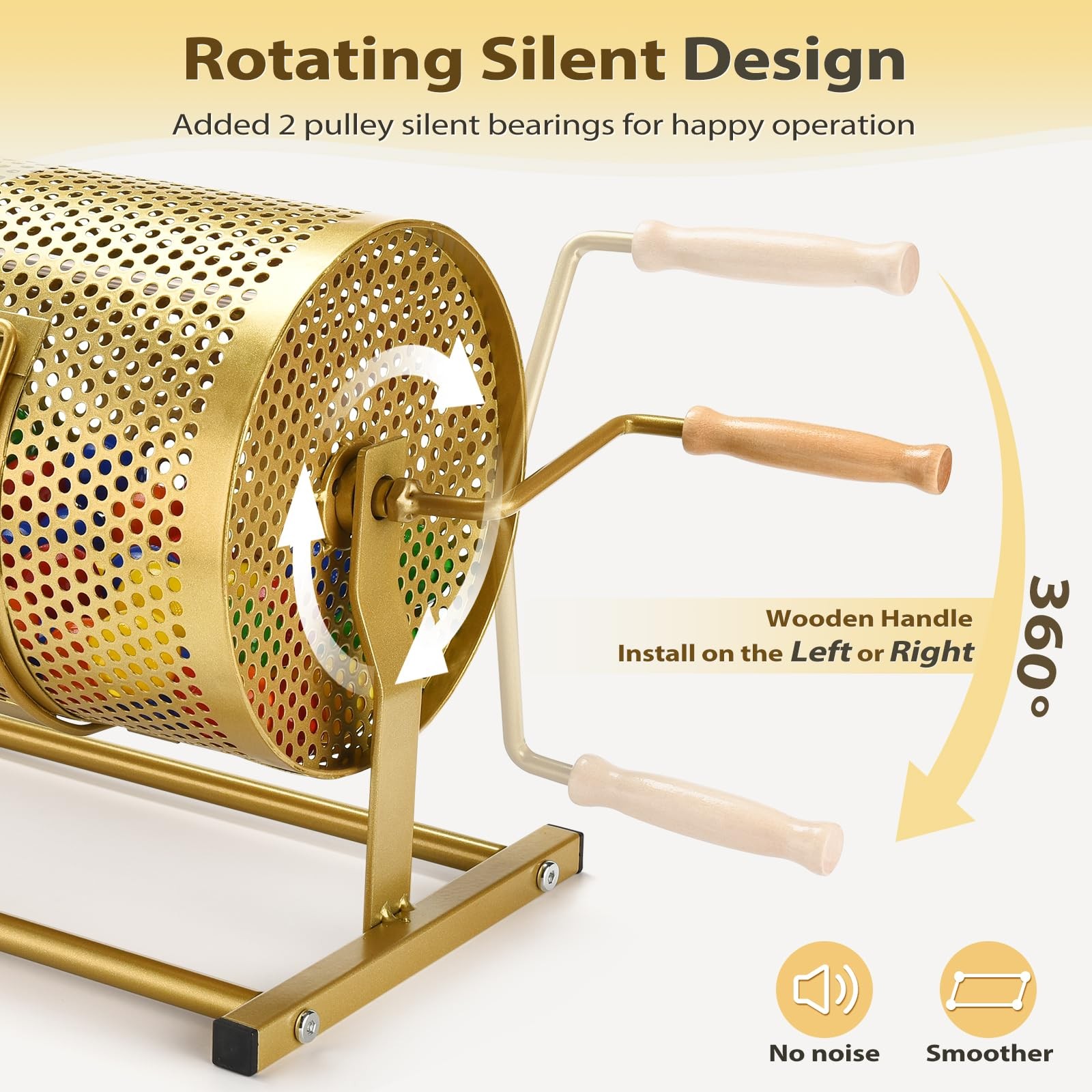 Raffle Drum, Heavy Duty Raffle Ticket Spinner Cage with Wooden Silent Design …