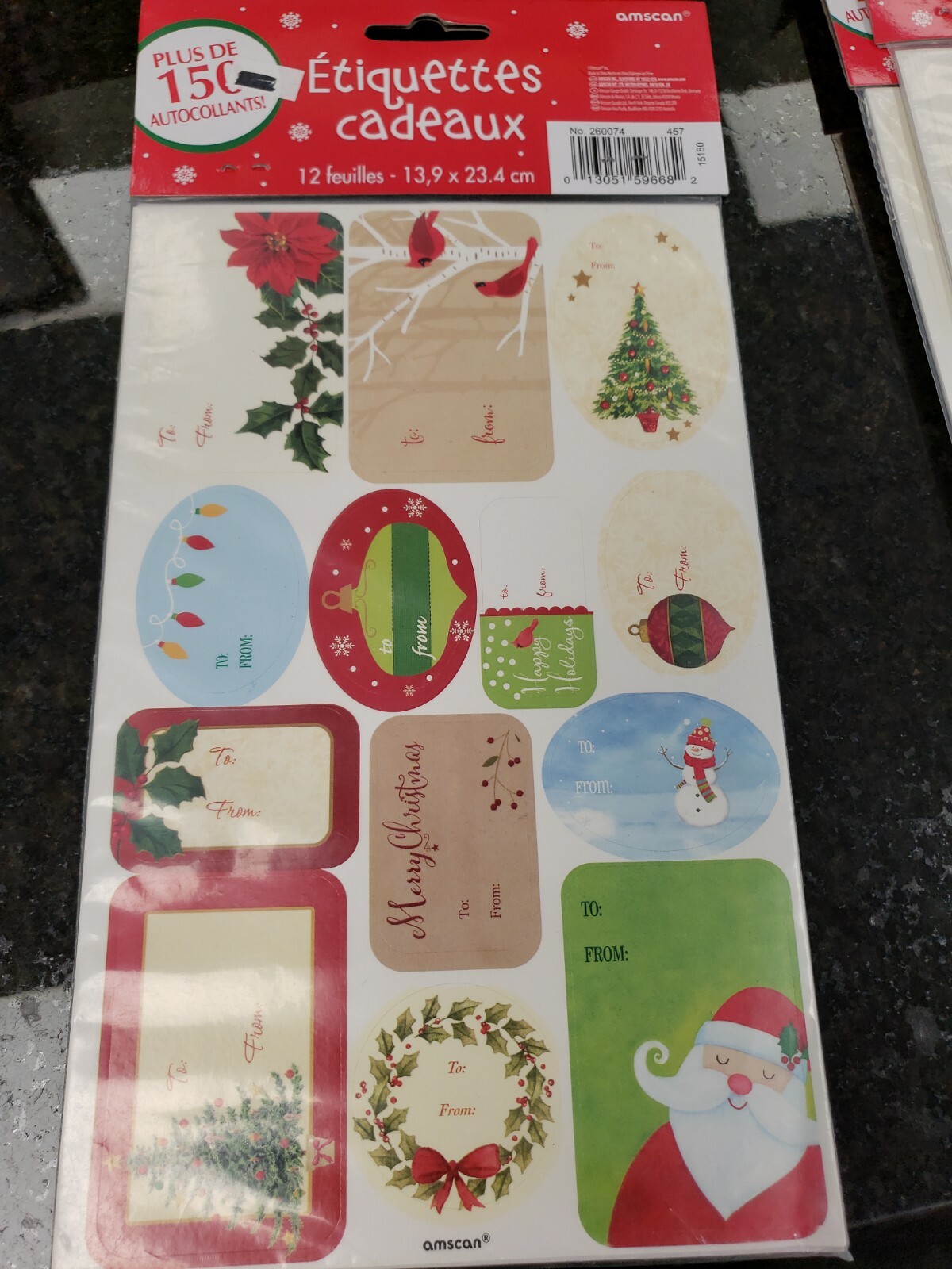 Amscan Christmas Santa Claus Stickers with Snowman – 150 Stickers