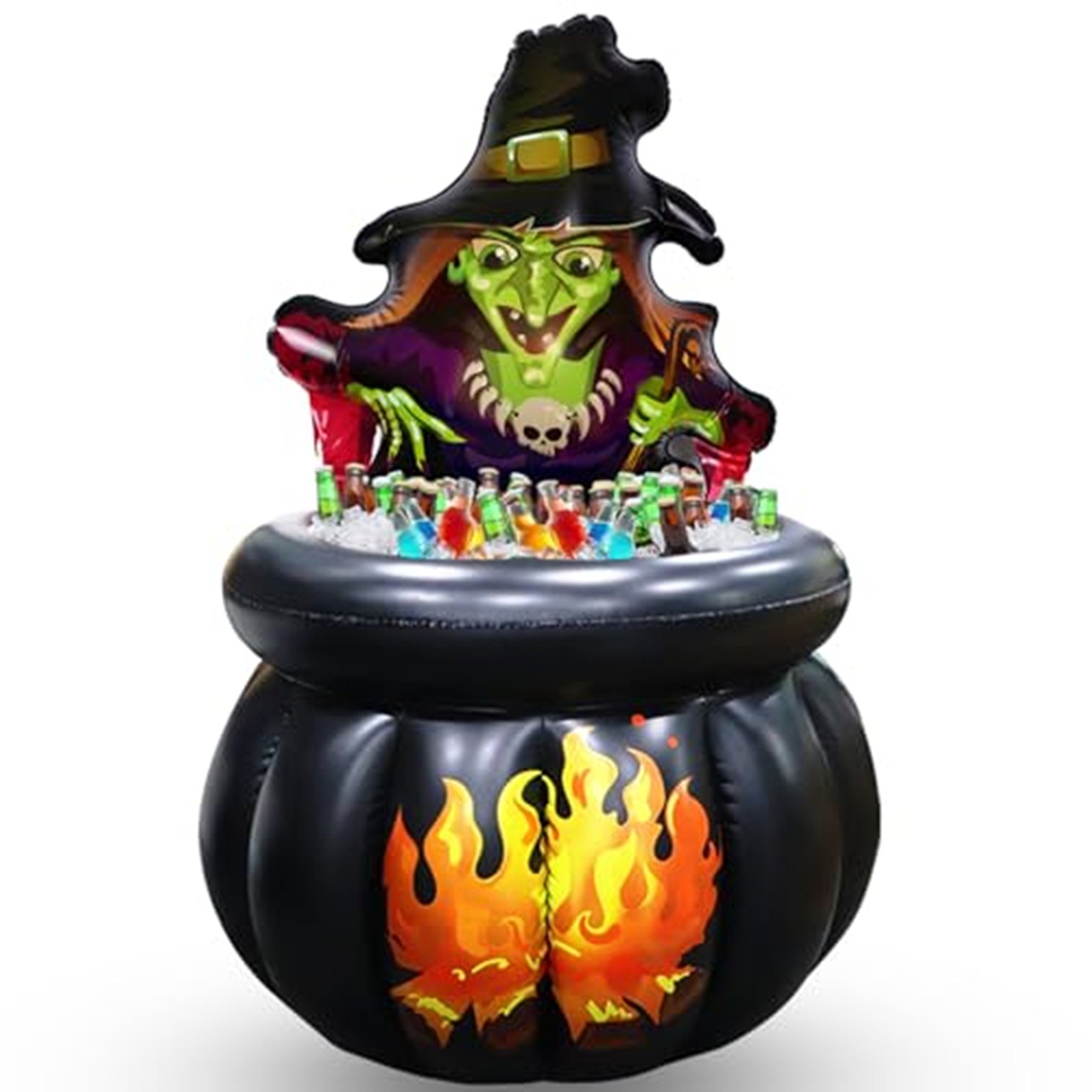 Huge Witch Cauldron Halloween Inflatable Cooler 48in Beverage Holder Party Decor