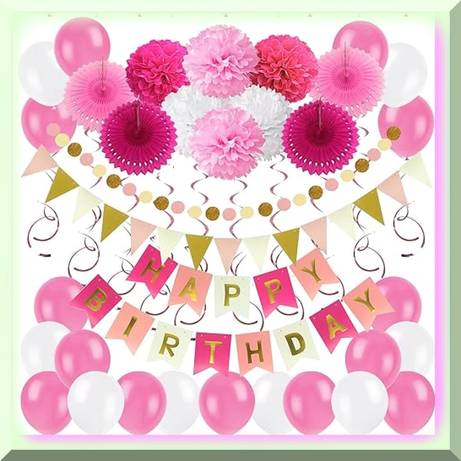 Vibrant Birthday Party Decor Set with Banner Balloons Fans