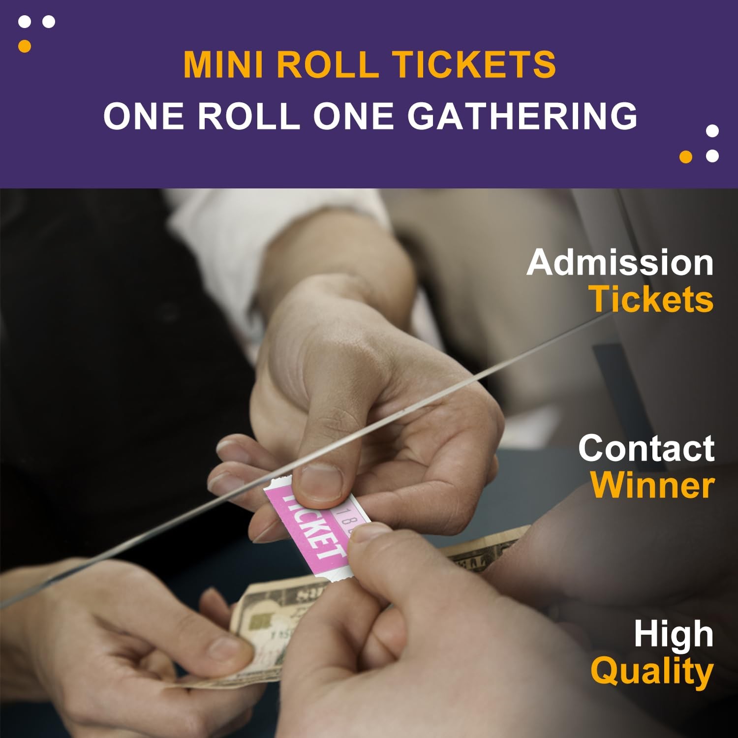 50/50 Raffle Tickets Double Roll Pink Event Carnival Admission Stubs 250 Count