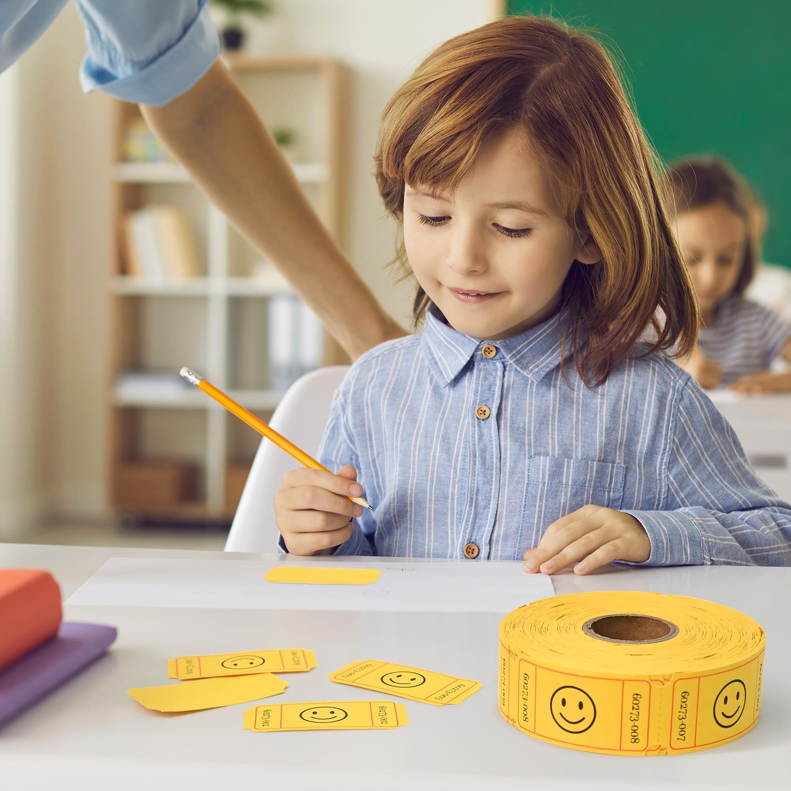 500 Raffle Tickets, Smile,Yellow6 Color Selection, Single Roll, Ticket for Ev…