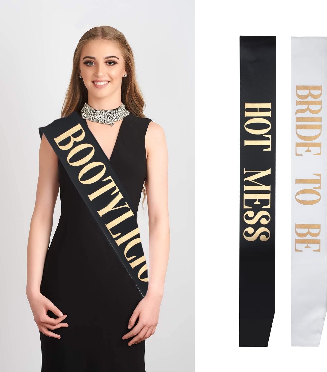 12-Pack Elegant Bride To Be Sashes in Black & Rose Gold for Unforgettable Bac…
