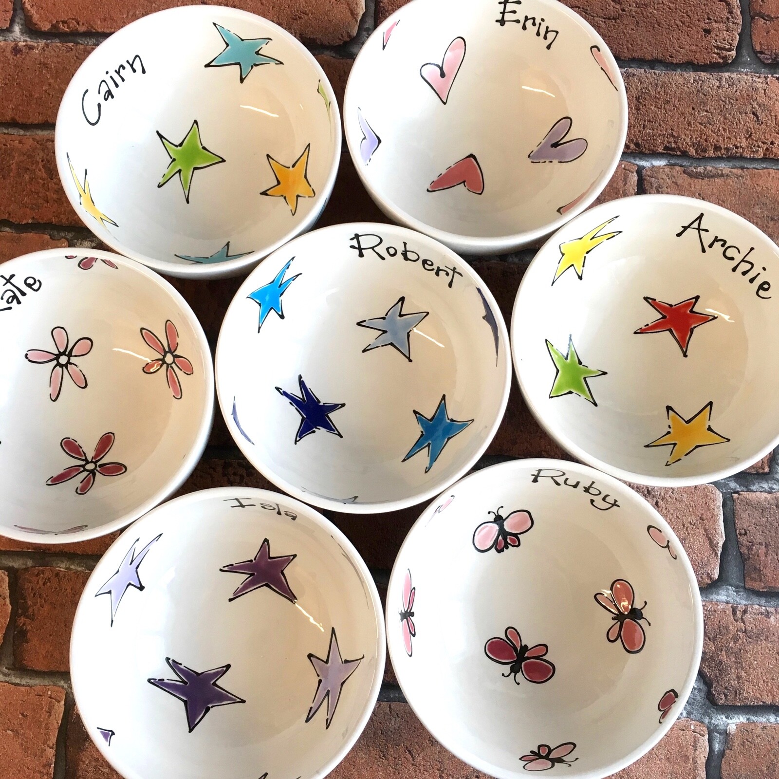 Personalised Handpainted Ceramic Bowl Choose Colour Design Text Gift Present