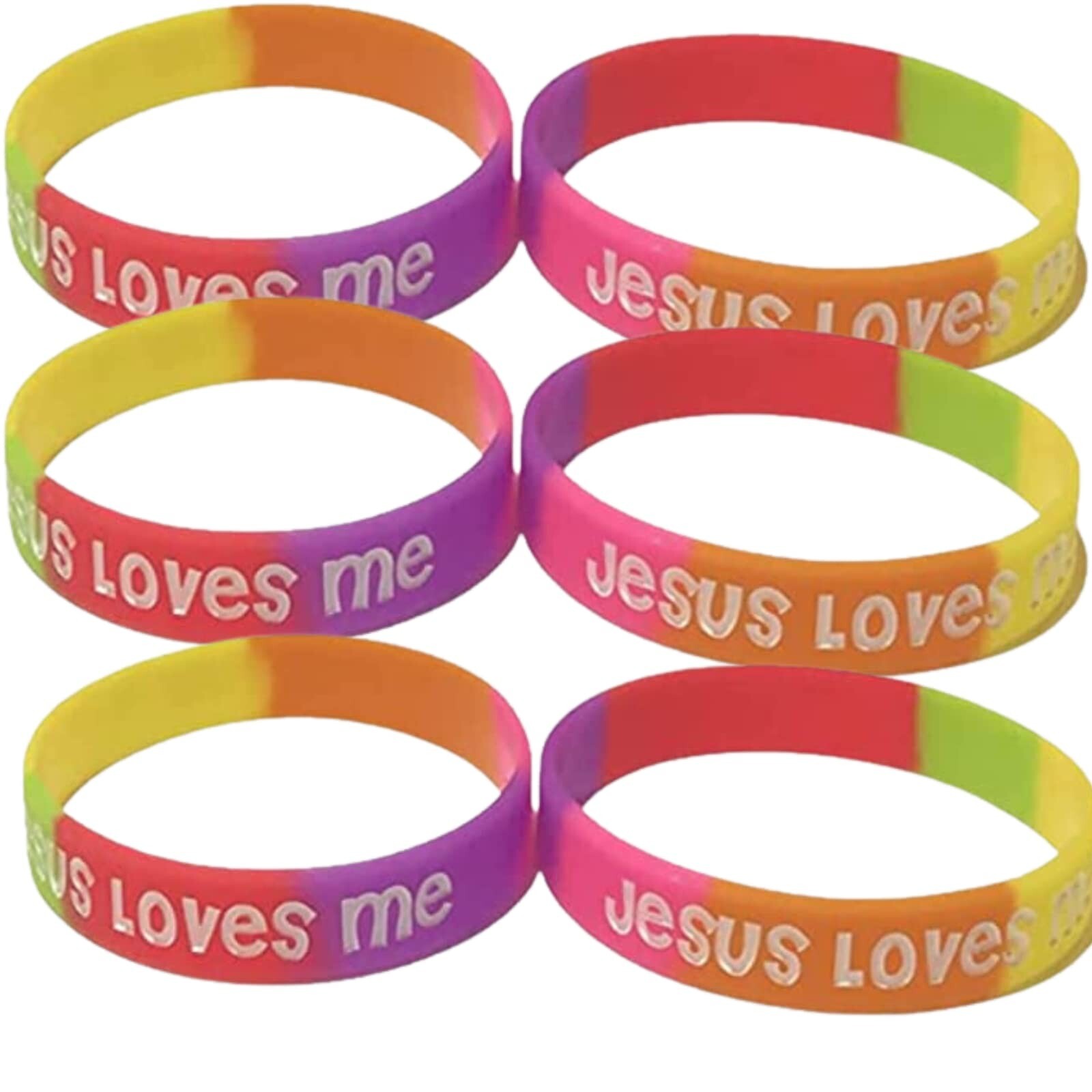 100 Bulk Count Jesus Loves Me John 3:16 Silicone Wristband Bracelets – Church…