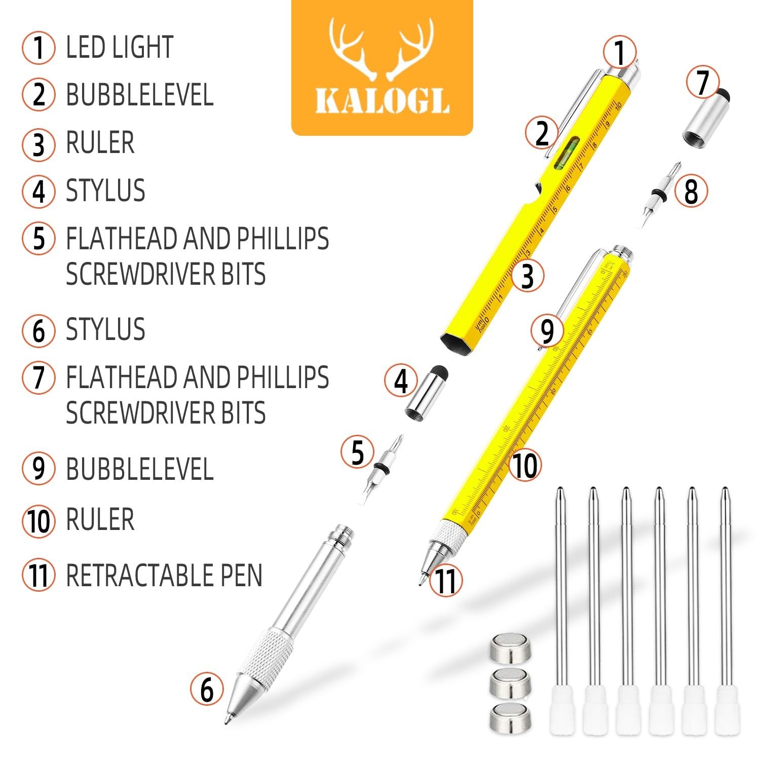 Gifts for Dad Men Him,2 Pack Multitool Pen,Multi-tool Pen with [Stylus, Ballp…