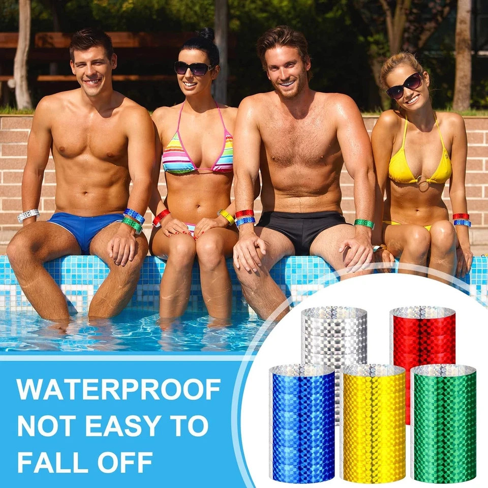 500 Pack Holographic Party Wristbands Assorted Colored Wristbands with Buckle Wr