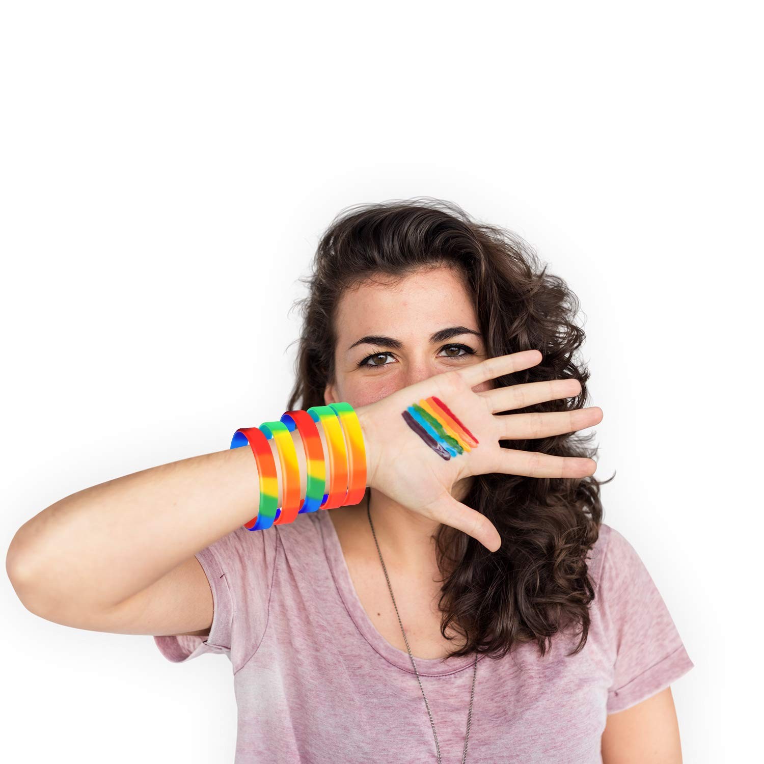 20pcs Gay Pride Wristbands LGBT Lesbian Rainbow Wristbands Silicone Sports Br…