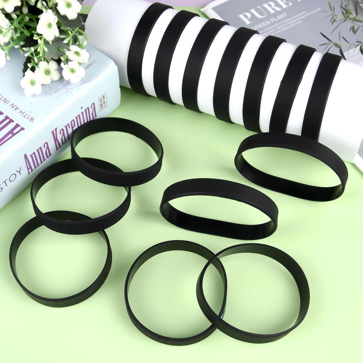 100 Pcs Plain Silicone Wristbands Bulk Blank Rubber Bracelets Unisex Party Game