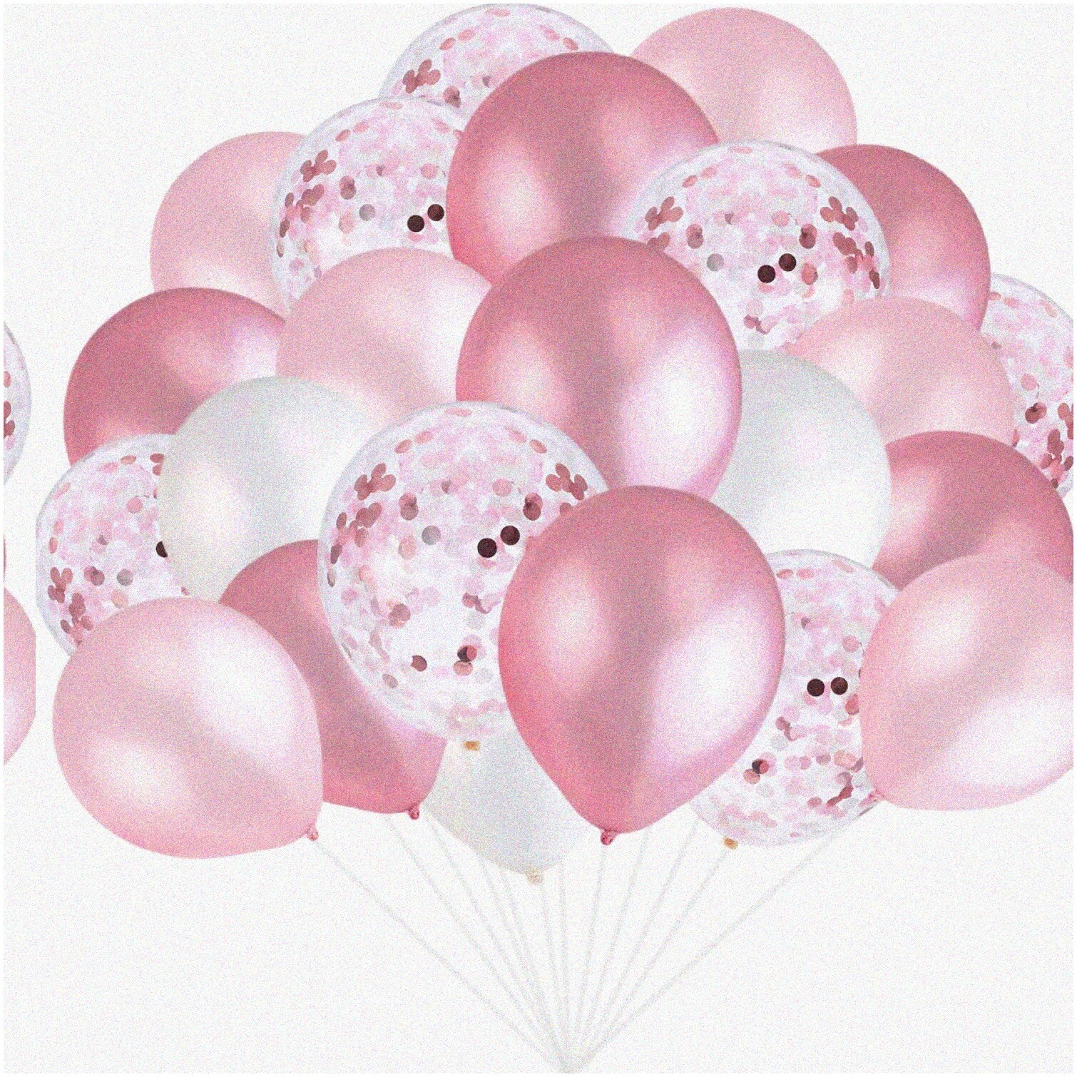 Pink White Latex Balloon Celebration Kit with Confetti