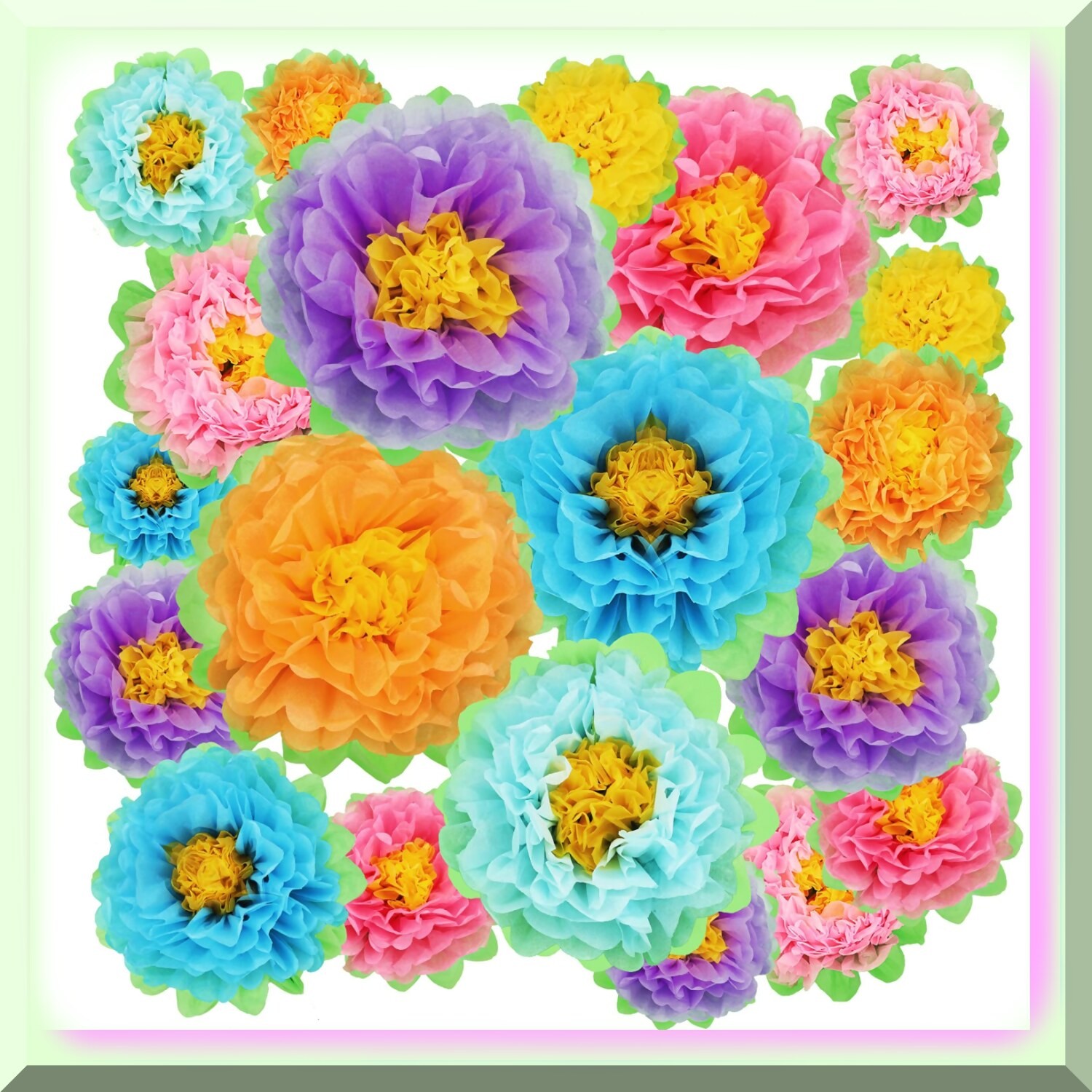 Colorful Paper Flower Party Pack 18 Blooms