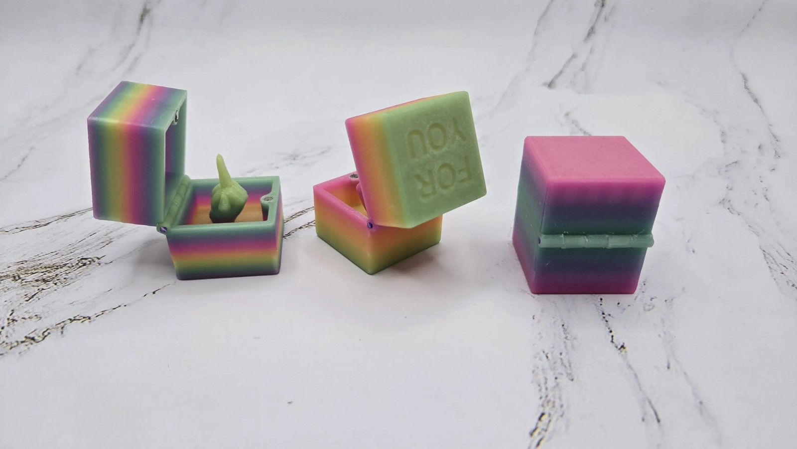 Glow in the Dark Middle Finger Box Rainbow Office Gag Gift Funny Desk Decor