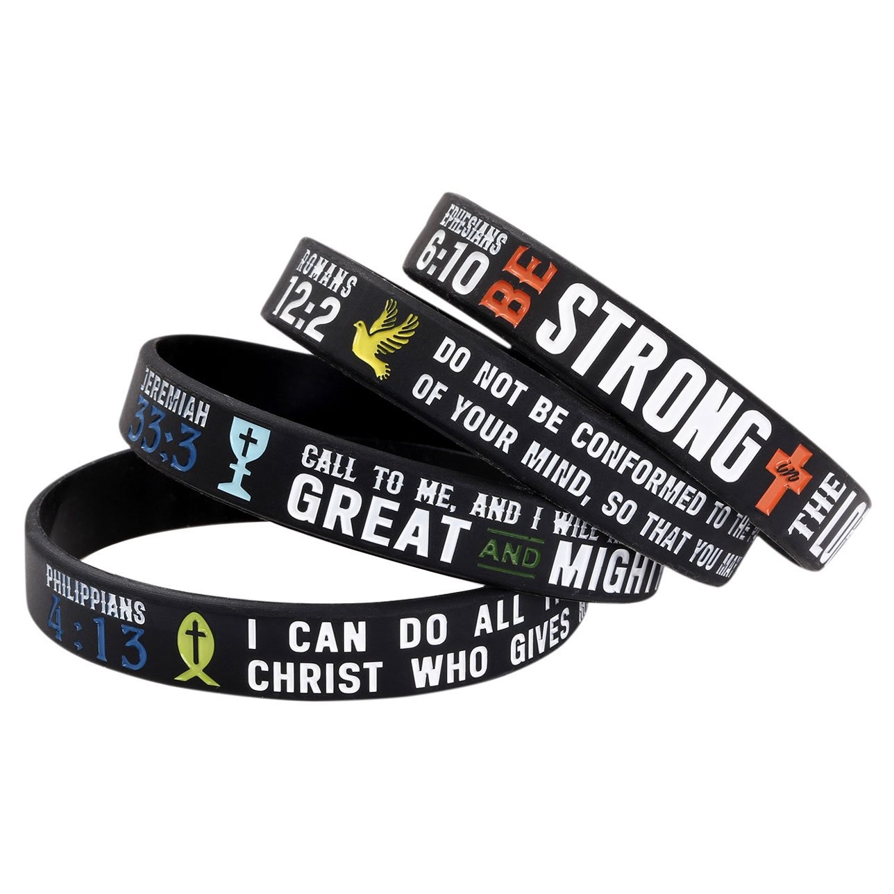MedusaX Power of Faith Christian Bible Verse Silicone Bracelets – Religious W…