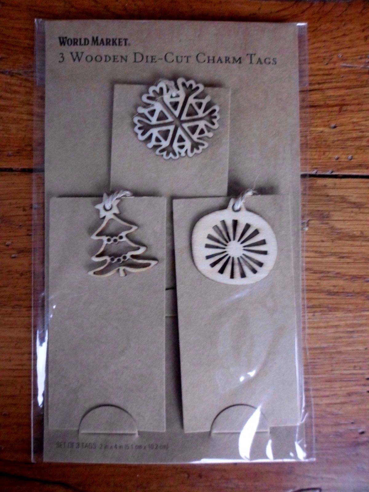 Gift Tags Kraft card stock with Charms Set of 3 Christmas