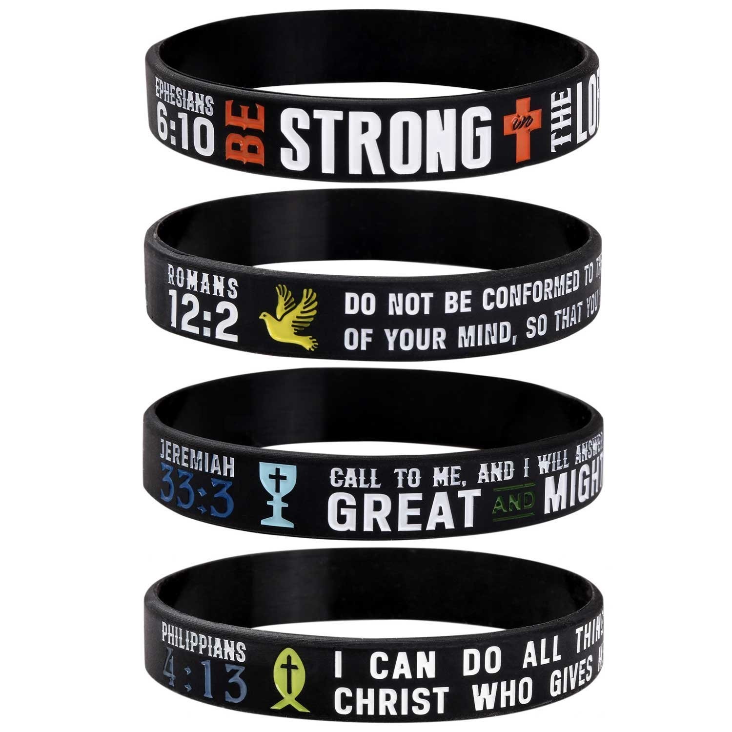 MedusaX Power of Faith Christian Bible Verse Silicone Bracelets – Religious W…