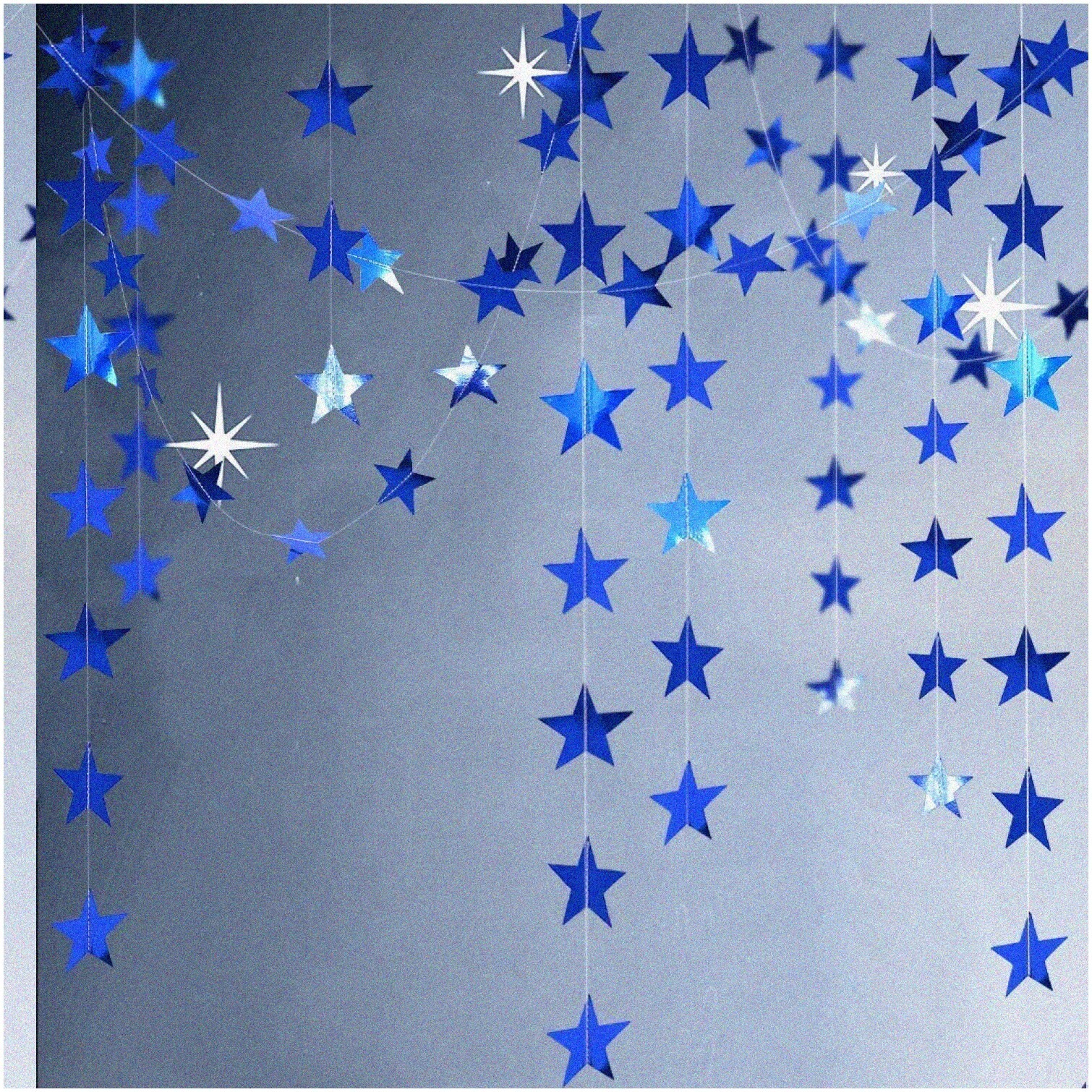 Reflective Blue Star Garlands for Celebrations