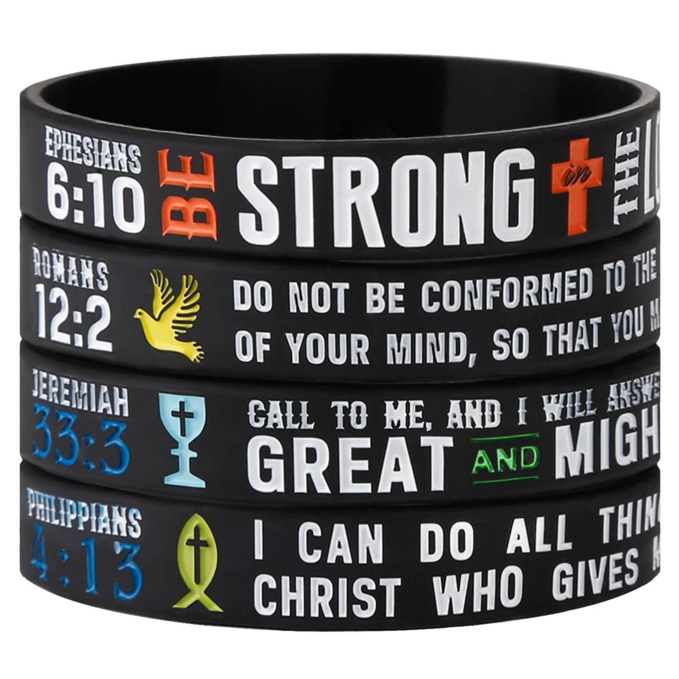 MedusaX Power of Faith Christian Bible Verse Silicone Bracelets – Religious W…