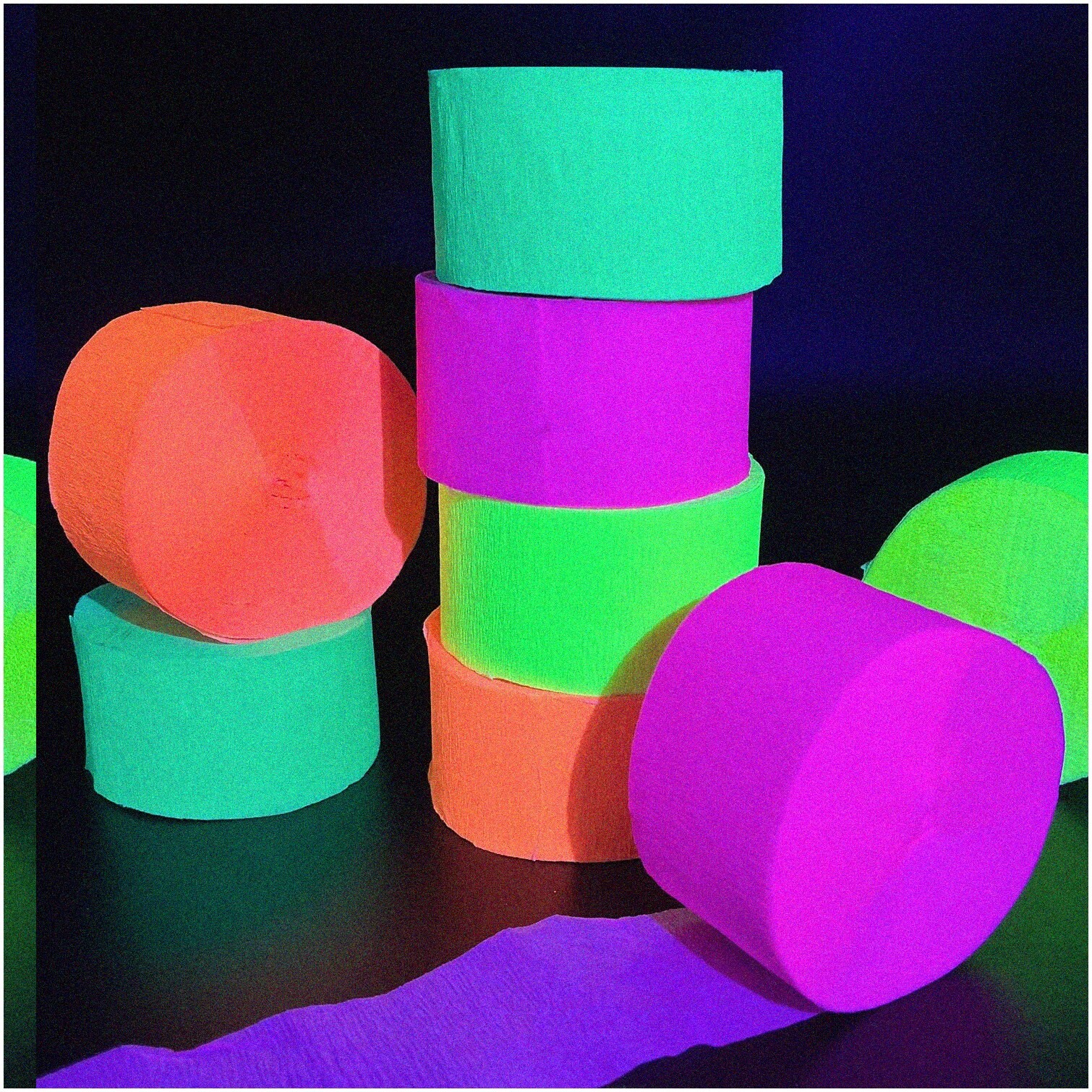 Neon Party Streamers for Blacklight Decorations