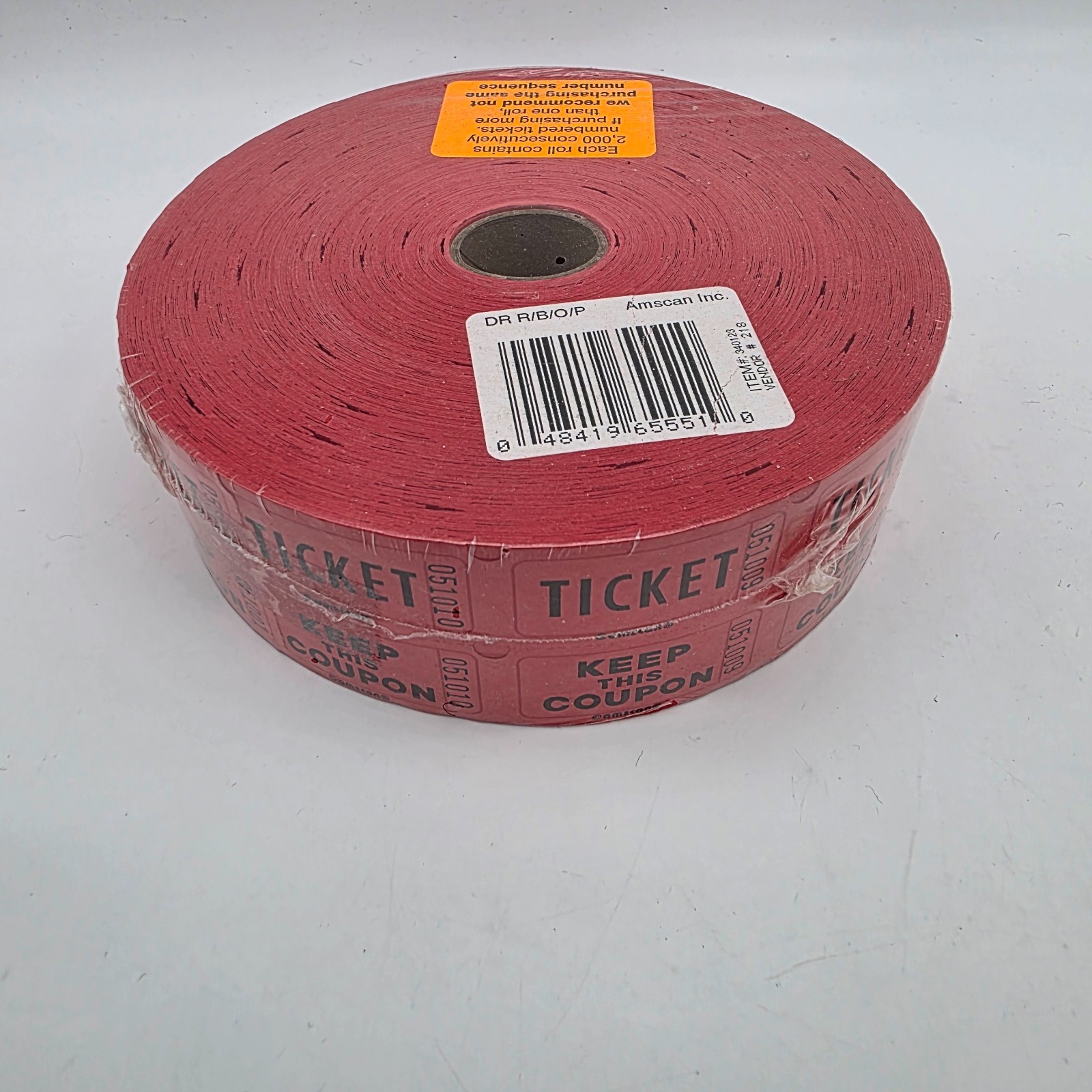 Raffle Tickets Double Stub Roll of 2000 Split the Pot 50/50 Fund Raiser Festival