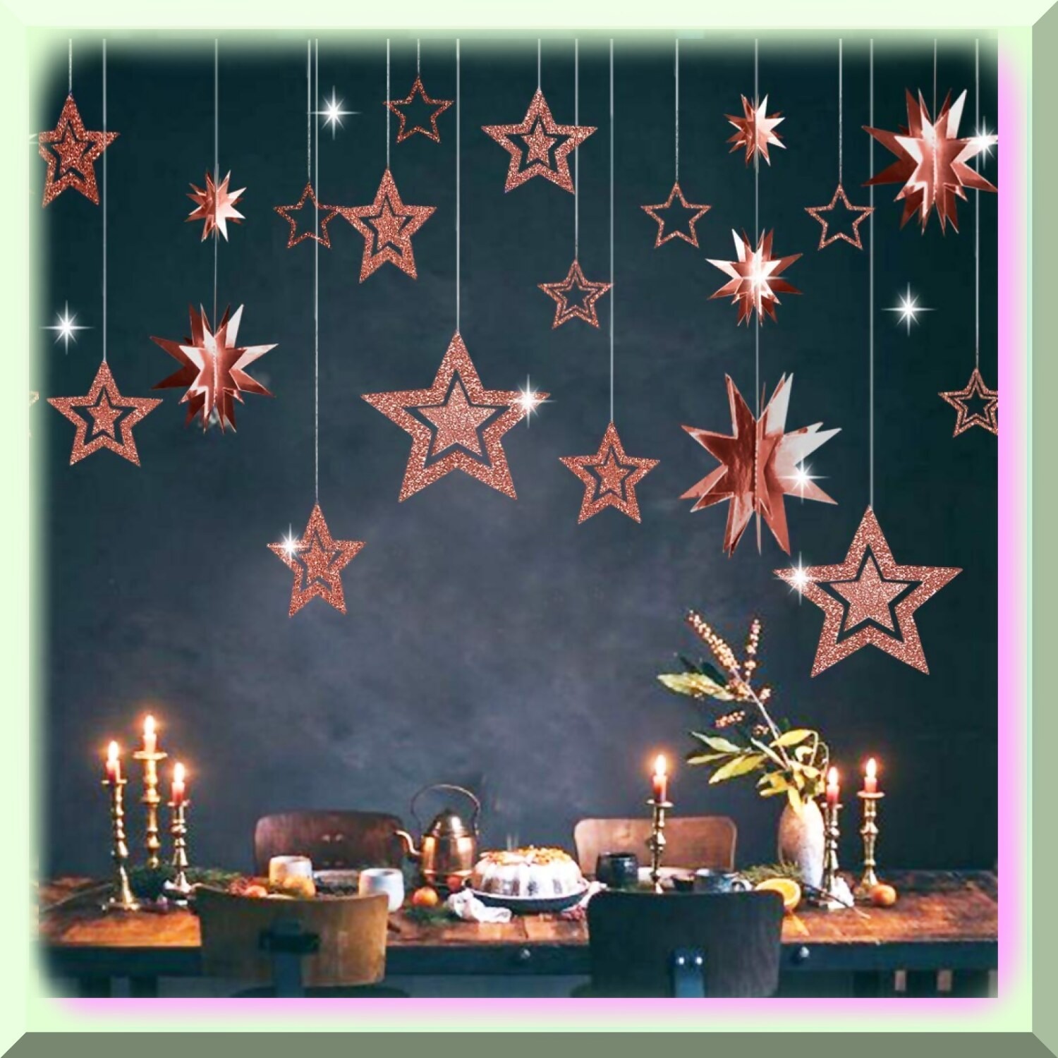 Starry Night Celebration Garland with Rose Gold Shimmer