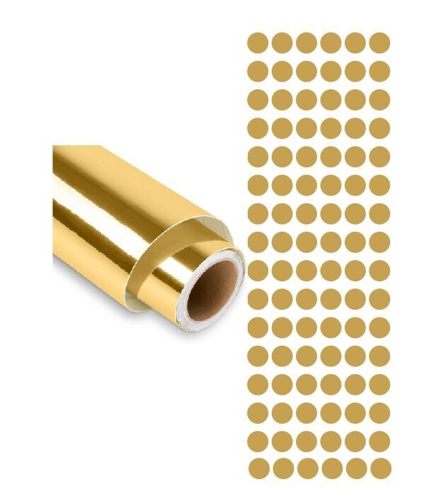 3/8″ Dots Round Vinyl Color Code Inventory Label Dot Stickers Chrome Gold