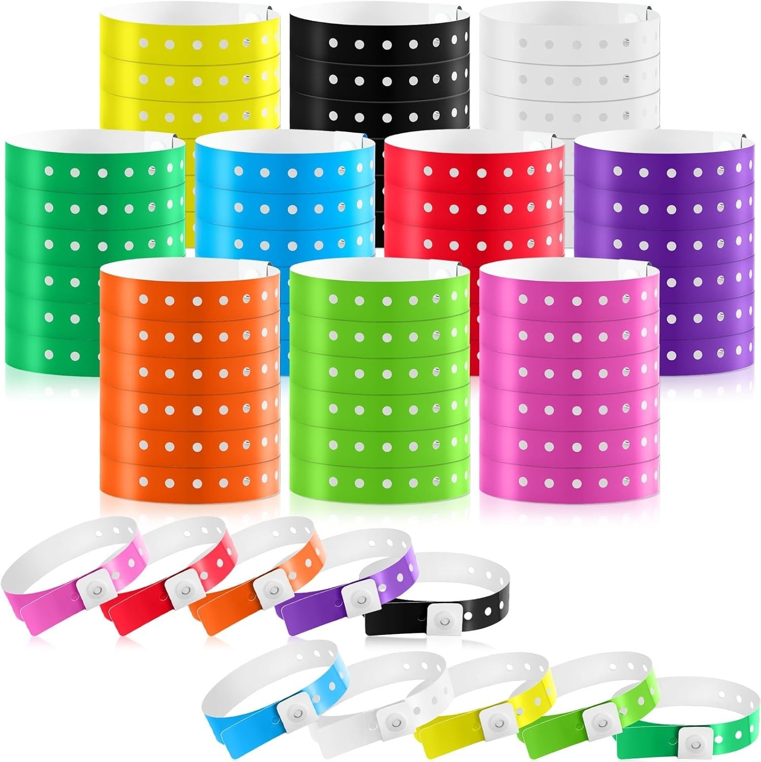 1000 Pcs Multicolor Plastic Wristbands for Events Party Vinyl Wrist Band Plas…
